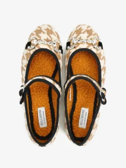 BEŻOWE BALERINY W PEPITKĘ HEGO'S MILANO