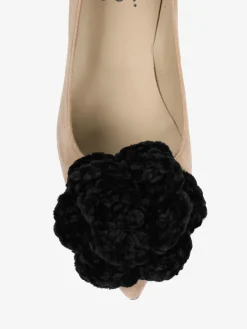 BEŻOWE SZPILKI Z KWIATEM HEGO'S MILANO