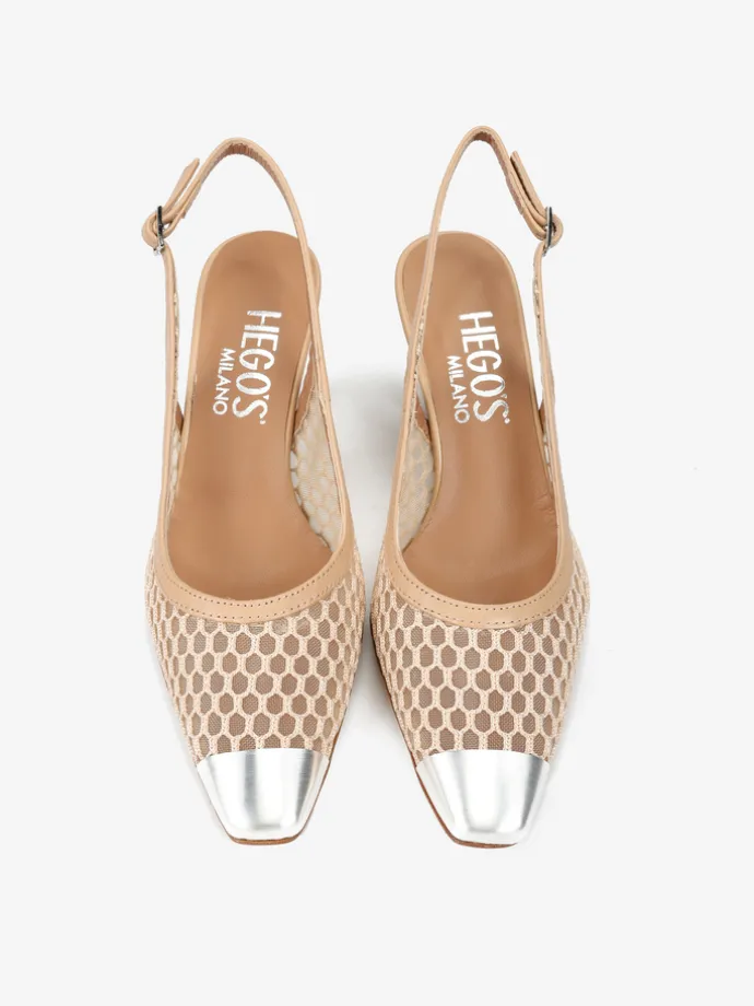 BEŻOWE SZPILKI Z METALOWYM NOSKIEM HEGO'S Milano