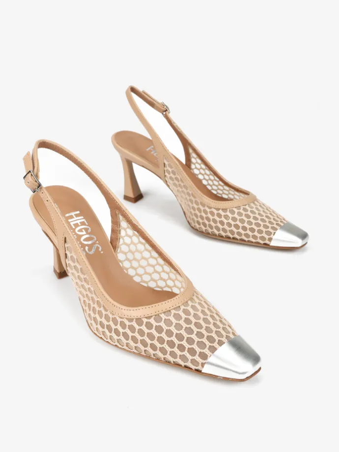 BEŻOWE SZPILKI Z METALOWYM NOSKIEM HEGO'S Milano