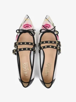 BIAŁE BALERINY Z HAFTEM HEGO'S Milano