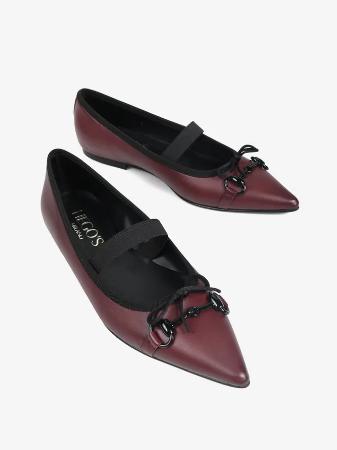 BORDEOWE BALERINY Z GUMKĄ HEGO'S Milano