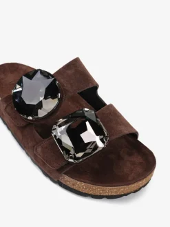 BRĄZOWE KLAPKI Z OZDOBNYMI KAMIENIAMI HEGO'S Milano