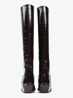 BRĄZOWE KOZAKI NA NISKIM OBCASIE HEGO'S MILANO