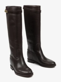 BRĄZOWE KOZAKI Z UKRYTĄ KOTURNĄ HEGO'S MILANO