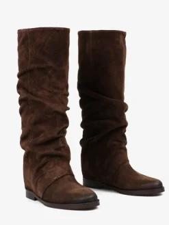 BRĄZOWE KOZAKI Z UKRYTĄ KOTURNĄ HEGO'S MILANO