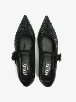 CZARNE BALERINY Z KAMIENIAMI HEGO'S MILANO