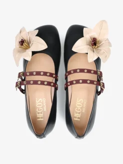 CZARNE BALERINY Z KWIATEM HEGO'S Milano