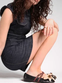 CZARNE BALERINY Z KWIATEM HEGO'S Milano