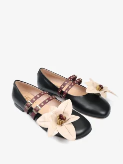 CZARNE BALERINY Z KWIATEM HEGO'S Milano