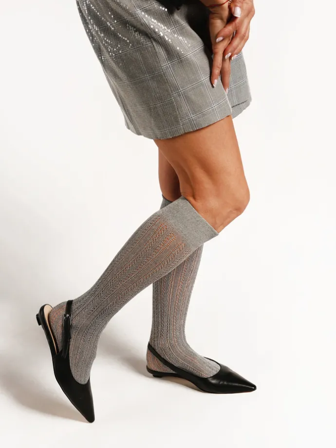 CZARNE BALERINY Z ODKRYTĄ PIĘTĄ HEGO'S Milano