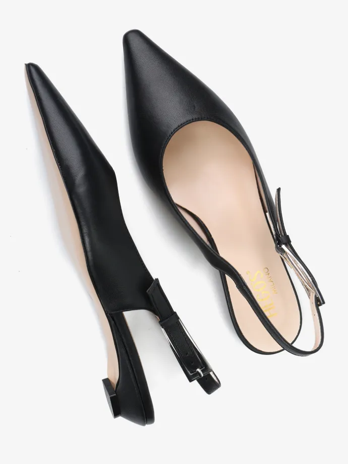 CZARNE BALERINY Z ODKRYTĄ PIĘTĄ HEGO'S Milano