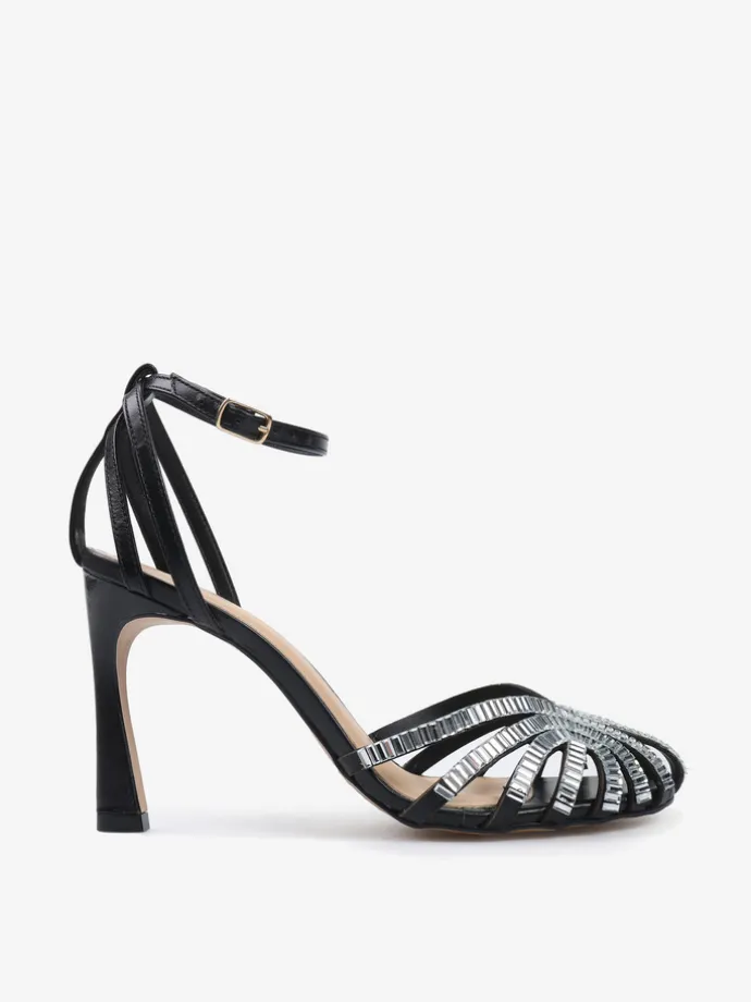 CZARNE SANDAŁY Z KAMIENIAMI HEGO'S Milano