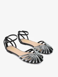 CZARNE SANDAŁY Z KAMIENIAMI HEGO'S Milano