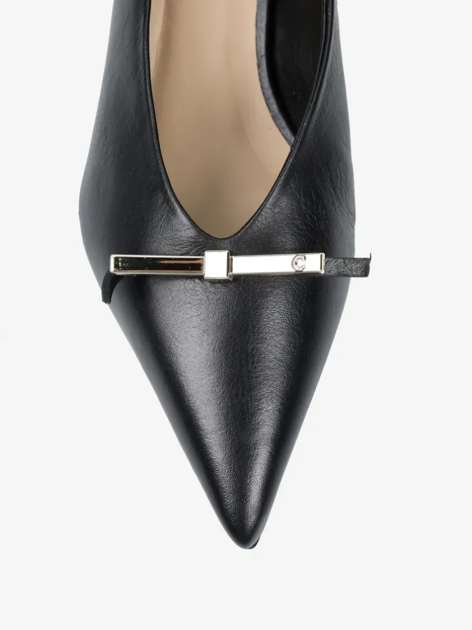 CZARNE SZPILKI NA NISKIM OBCASIE HEGO'S Milano