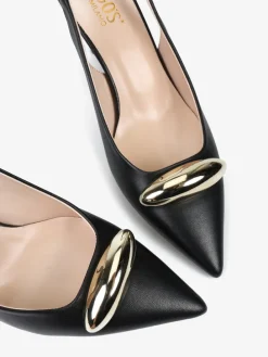 CZARNE SZPILKI Z METALOWĄ OZDOBĄ HEGO'S Milano