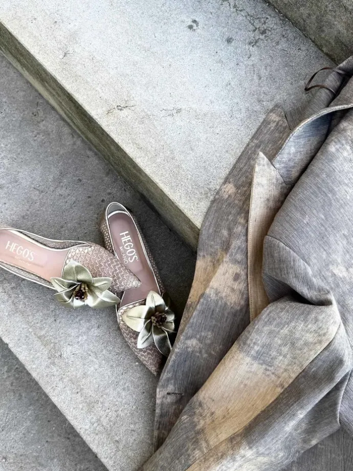 ELEGANCKIE BALERINY Z KWIATEM HEGO'S Milano