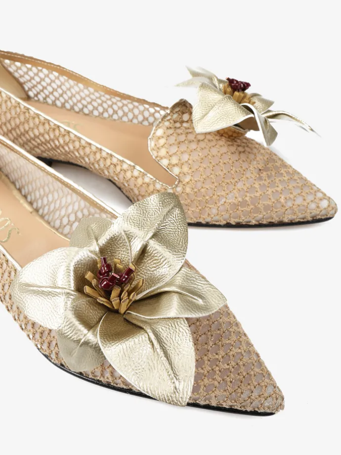 ELEGANCKIE BALERINY Z KWIATEM HEGO'S Milano