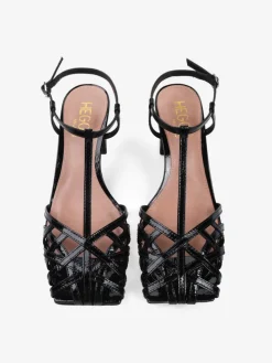 LAKIEROWANE SANDAŁYNA NISKIMOBCASIE HEGO'S Milano