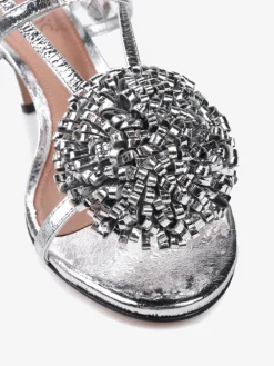 SREBRNE SANDAŁY NA NISKIM OBCASIE HEGO'S Milano