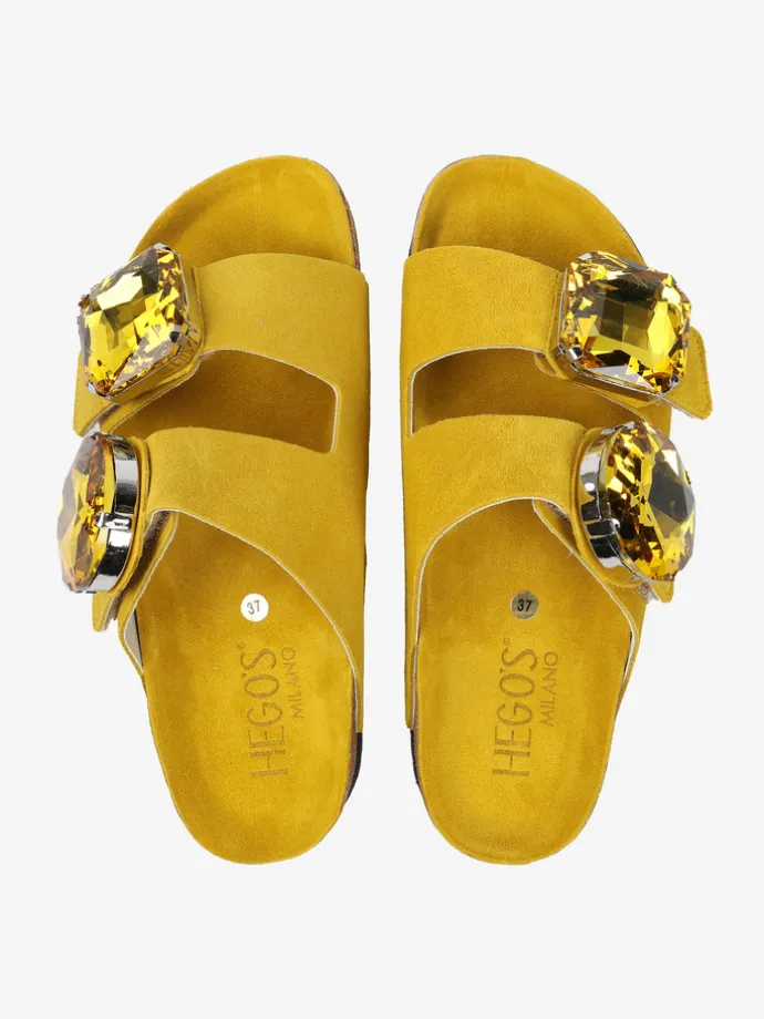 ZAMSZOWE KLAPKI Z OZDOBNYMI KAMIENIAMI HEGO'S Milano