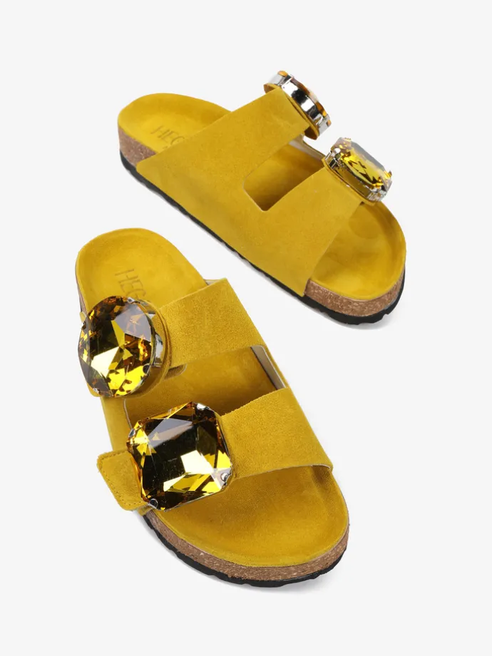 ZAMSZOWE KLAPKI Z OZDOBNYMI KAMIENIAMI HEGO'S Milano