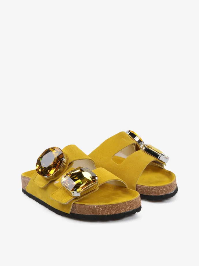 ZAMSZOWE KLAPKI Z OZDOBNYMI KAMIENIAMI HEGO'S Milano