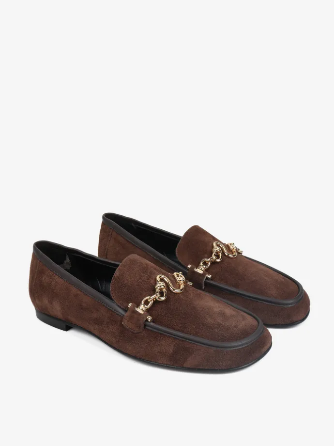 ZAMSZOWE MOKASYNY Z OZDOBNYM ŁANCUCHEM HEGO'S Milano