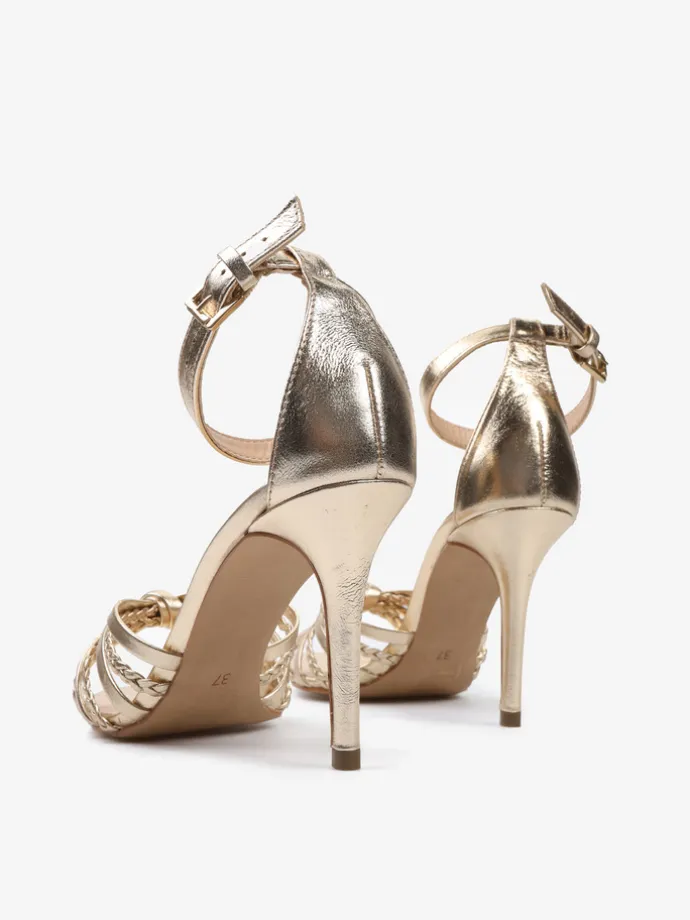 ZŁOTE SANDAŁY Z CIENKIMI PASKAMI HEGO'S Milano